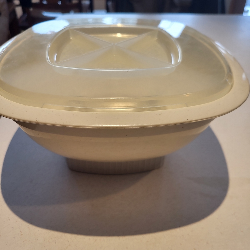 Nordic Ware Cream and Gold Covered Bowl